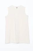 Ekru-%100 Pamuk Kolsuz T-Shirt thumbnail 6