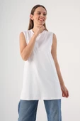 Beyaz-%100 Pamuk Kolsuz T-Shirt thumbnail 1