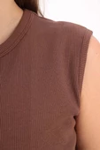 Açık Kahve-Pamuklu Fitilli Kolsuz Likralı T-Shirt thumbnail 5