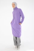 Lila-Zincir Nakışlı Dik Yaka Likralı Uzun Sweat thumbnail 1