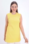 Sarı-Pamuklu Fitilli Kolsuz Likralı T-Shirt - 1
