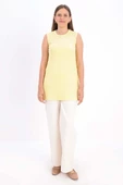 Açık Sarı-Pamuklu Fitilli Kolsuz T-Shirt thumbnail 2