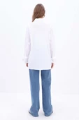 Beyaz-%100 Pamuklu Kalpli Gömlek Tunik thumbnail 4