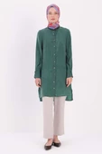 Zümrüt-Dik Yakalı Kolu Pileli Gömlek Tunik thumbnail 2