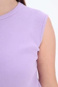 Açık Mor-Pamuklu Fitilli Kolsuz T-Shirt thumbnail 5