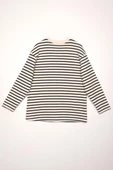 Ekru-Siyah-Çizgili Oversize Sweat - 7