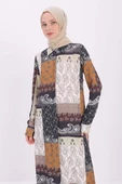 Kahve-Beyaz-Desenli Gömlek Tunik thumbnail 5