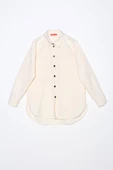 Ekru-%100 Pamuk Oversize Cepli Gömlek Tunik - 7