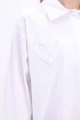 Beyaz-%100 Pamuklu Kalpli Gömlek Tunik thumbnail 6