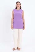 Mor-Pamuklu Fitilli Kolsuz T-Shirt thumbnail 2