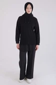 Siyah-Triko Garnili Kapüşonlu Sweatshirt thumbnail 2
