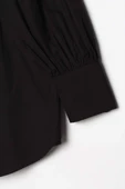 Siyah-Oversize Sivri Yaka Büzgülü Balon Kol Gömlek thumbnail 6