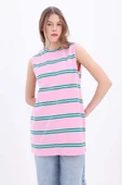 Pembe-Yeşil-Çizgili Kolsuz T-shirt thumbnail 1