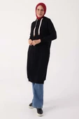 Siyah-Kuşgözlü Kapüşonlu Cepli Sweat Tunik thumbnail 1