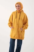 Hardal-Oversize Kapüşonlu Kanguru Cepli Sweat - 4