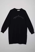Siyah-Pamuklu Reglan Kol Zincir Nakışlı Sweat Tunik thumbnail 7