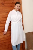 Beyaz-Hakim Yaka Kemerli Cepli Tunik thumbnail 1