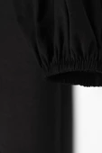 Siyah-Büzgülü Fiyonk Detaylı Arkası Düğmeli Salaş Tunik thumbnail 6