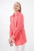 Pembe-Viskon Yaka Detaylı Şık Düğmeli Gömlek Tunik thumbnail 5