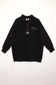 Siyah-Pamuklu Garnili Polo Yaka Sweatshirt thumbnail 6