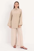 Bej-Düğmeli Cepli Gömlek Tunik thumbnail 2