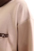 Koyu Bej-Deri Detaylı Tunik - 5