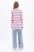 Pembe-Yeşil-Çizgili Kolsuz T-shirt thumbnail 4