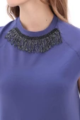 İndigo-Püskül Detaylı Kısa Kollu T-Shirt - 5