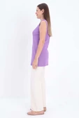 Mor-Pamuklu Fitilli Kolsuz T-Shirt thumbnail 3
