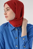 Mavi-Gömlek Yaka Yarım Patlı Yırtmaçlı Arkası Uzun Tunik - 5