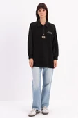 Siyah-Pamuklu Garnili Polo Yaka Sweatshirt thumbnail 2