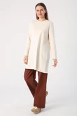 Ekru-Basic Pamuklu Süprem Sweat Tunik thumbnail 4