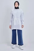 Beyaz-Pamuklu Garnili Taş Detaylı Sweat - 2