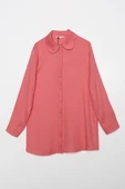 Pembe-Viskon Yaka Detaylı Şık Düğmeli Gömlek Tunik thumbnail 8