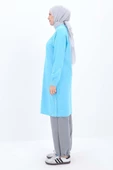 Turkuaz-Pamuklu Nakışlı Sweat Tunik - 3