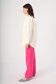 Ekru-%100 Pamuk Oversize Cepli Gömlek Tunik - 3