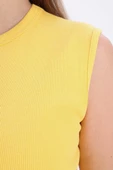 Sarı-Pamuklu Fitilli Kolsuz Likralı T-Shirt - 5