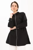 Siyah-FERMUARLI MANŞETİ DUBLELİ GÖMLEK TUNİK thumbnail 1