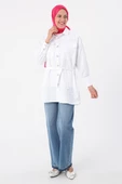 Beyaz-Aplike Cepli Gömlek Tunik thumbnail 3