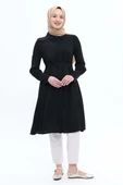 Siyah-Geniş Manşetli Kemerli Tunik thumbnail 1