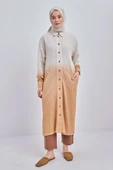 Camel-Degrade Keten Uzun Gömlek thumbnail 2