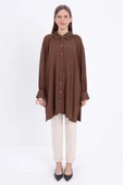 Kahve-Büyük Beden Reglan Kol Gömlek Tunik thumbnail 2