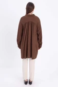 Kahve-Büyük Beden Reglan Kol Gömlek Tunik thumbnail 4