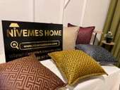 NİVEMESHOME MONET ZİGZAG KIRLENT KILIFI SARI-KREM 45 X 45 - 5