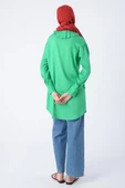 Çimen Yeşili-Yakası Piliseli Viskon Gömlek Tunik thumbnail 4