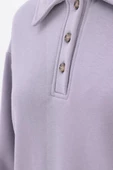 Gri-Yanları Fermuarlı Yakalı Sweat Tunik - 5
