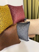 NİVEMESHOME MONET ZİGZAG KIRLENT KILIFI BORDO-GRİ 45 X 45 - 3