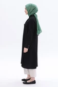 Siyah-Yırtmaçlı Keten Gömlek Tunik - 3