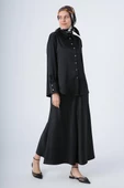 Siyah-Uzun Kollu Patlı Saten Gömlek thumbnail 3