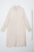 Ekru-Geniş Manşetli Kemerli Tunik thumbnail 6